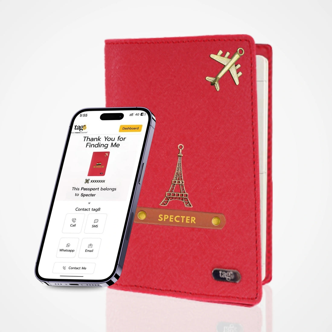 தனிப்பயனாக்கப்பட்ட பெயர் & வசீகரமான தோல் RFID மற்றும் BLE டால்பின் டிராக்கர் பாஸ்போர்ட் கவர் ஹோல்டர்