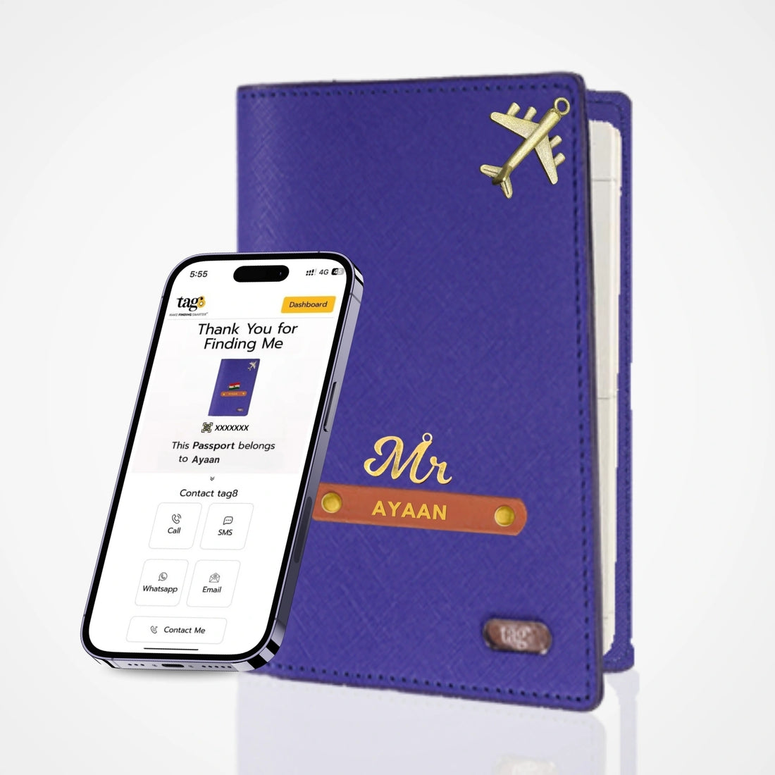 தனிப்பயனாக்கப்பட்ட பெயர் & வசீகரமான தோல் RFID மற்றும் BLE டால்பின் டிராக்கர் பாஸ்போர்ட் கவர் ஹோல்டர்