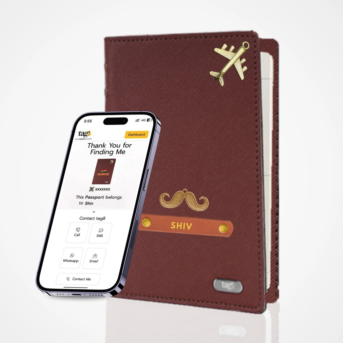 தனிப்பயனாக்கப்பட்ட பெயர் & வசீகரமான தோல் RFID மற்றும் BLE டால்பின் டிராக்கர் பாஸ்போர்ட் கவர் ஹோல்டர்