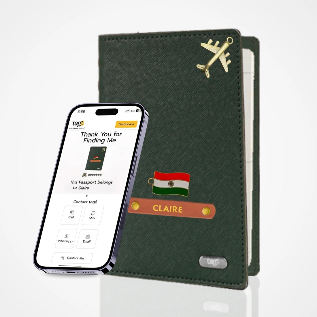 தனிப்பயனாக்கப்பட்ட பெயர் & வசீகரமான தோல் RFID மற்றும் BLE டால்பின் டிராக்கர் பாஸ்போர்ட் கவர் ஹோல்டர்