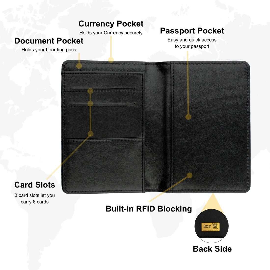 சைவ தோல் பாஸ்போர்ட் RFID கேஸ்