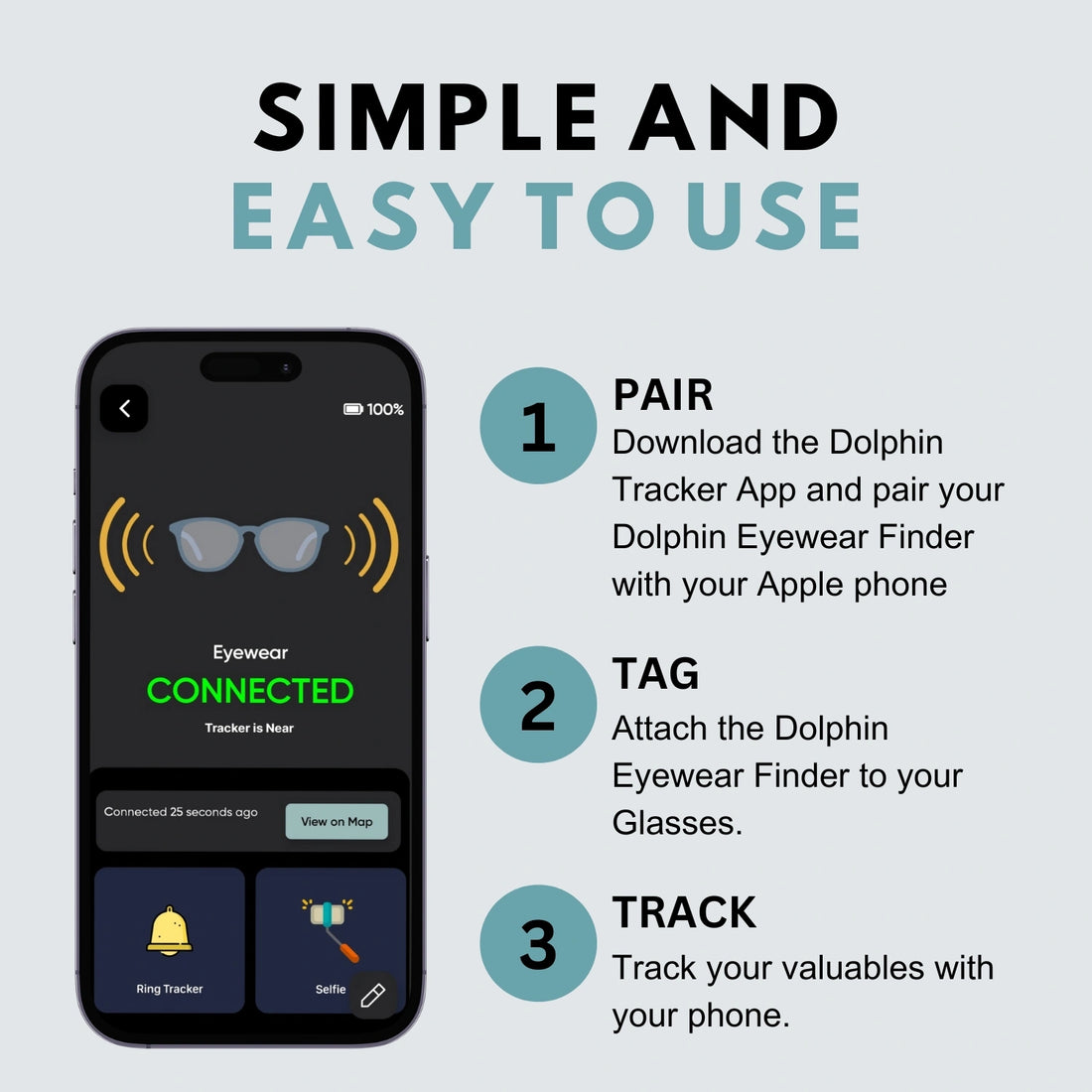 Dolphin eyewear finder for iOS - never loose your glasses.