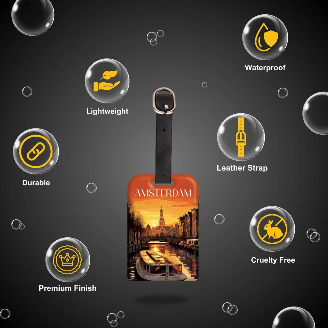 Amsterdam QR Bag Tag by tag8 with secure QR code