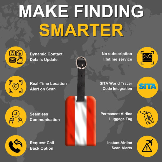 Austria QR Bag Tag by tag8 for secure luggage tracking