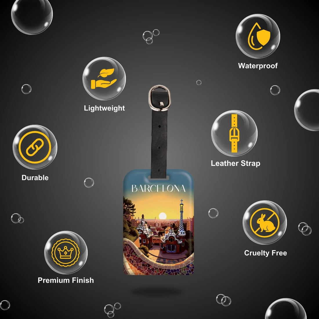 Barcelona QR Bag Tag by tag8 for luggage safety