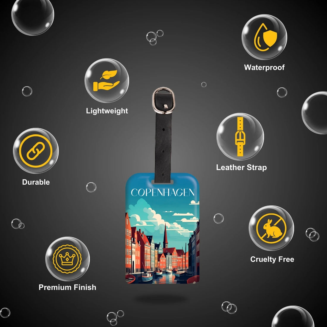 Copenhagen QR Bag Tag by tag8 for lost luggage recovery