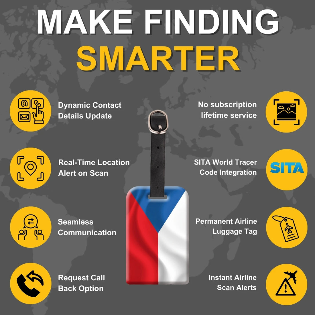 Czech Republic QR Bag Tag by tag8 for luggage recovery