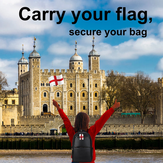 England QR Bag Tag by tag8 with QR code for safety