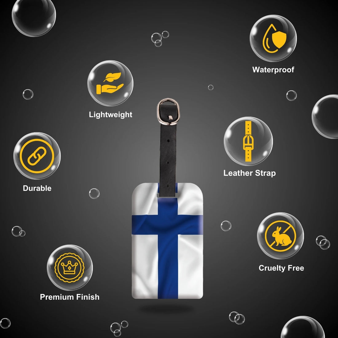 Finland QR Bag Tag by tag8 for secure luggage tracking