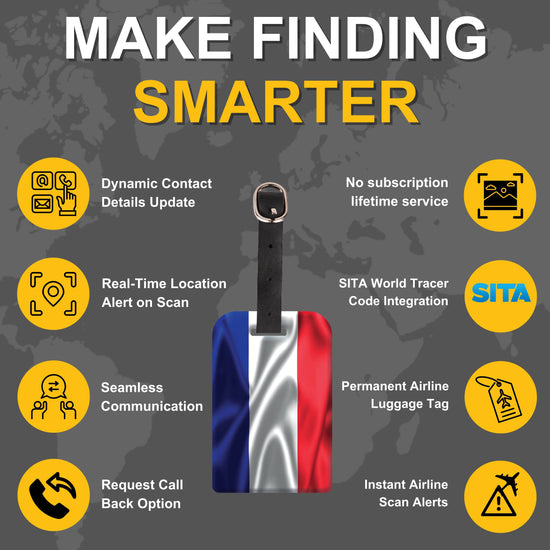 France QR Bag Tag by tag8 with secure QR code