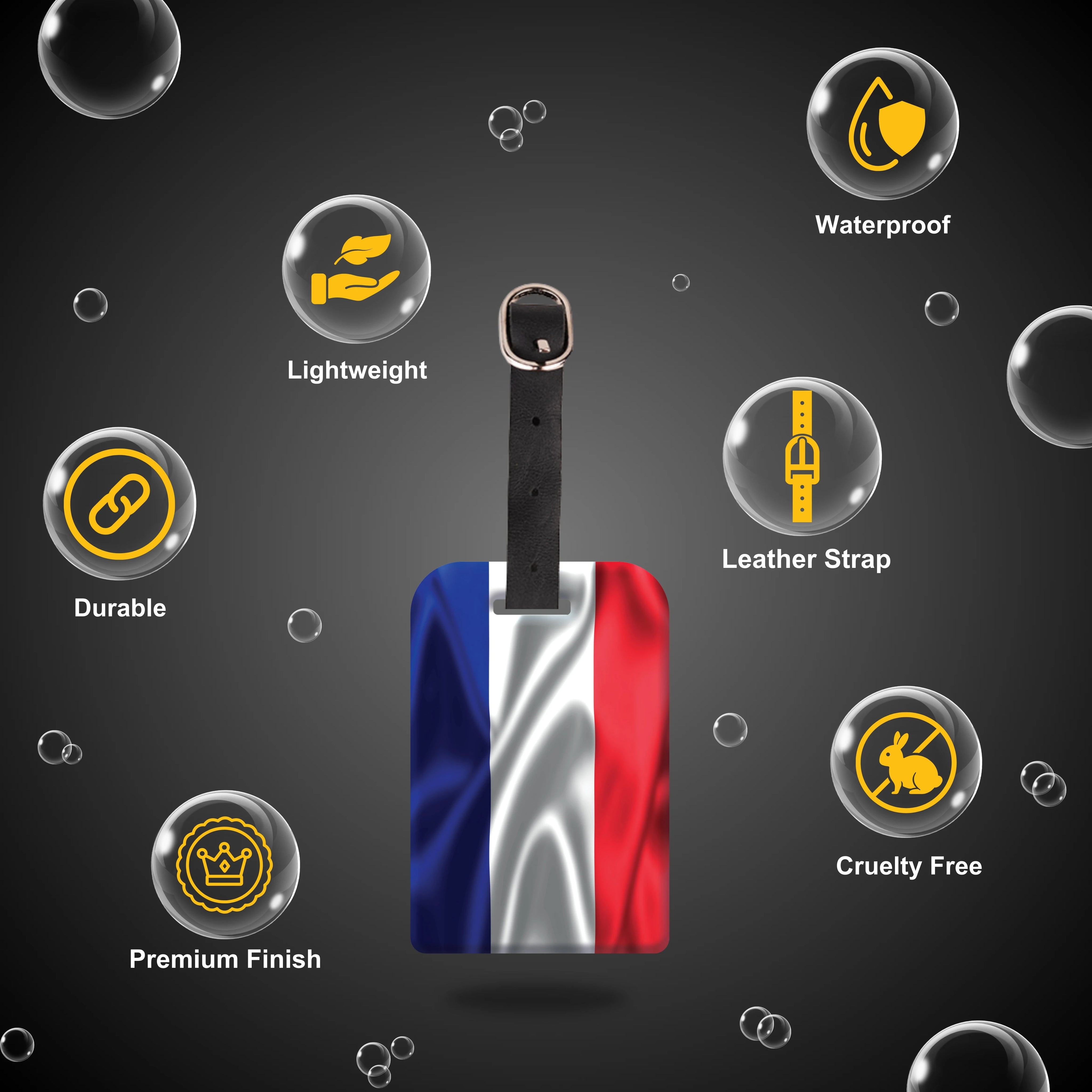 France QR Bag Tag by tag8 with secure QR code