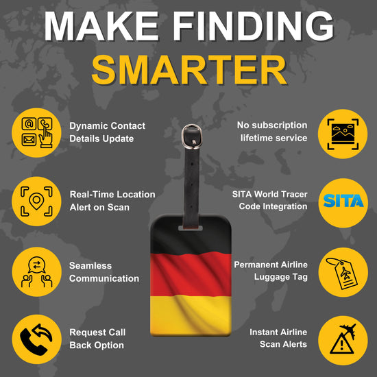 Germany QR Bag Tag by tag8 for secure luggage recovery