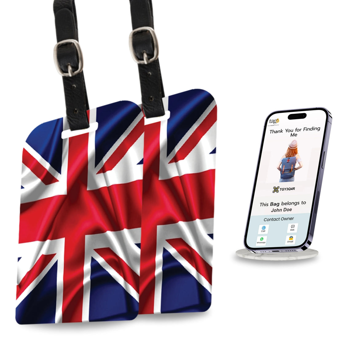 Great Britain QR Bag Tag by tag8 for secure bag tracking