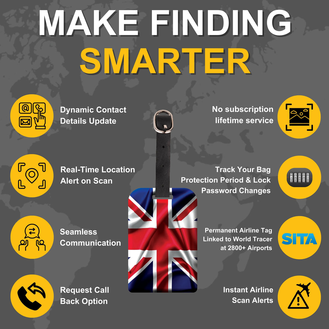 Great Britain QR Bag Tag by tag8 for secure bag tracking