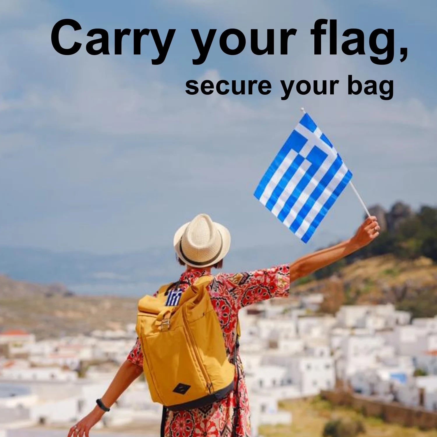 Greece QR Bag Tag by tag8 with QR code for bag security