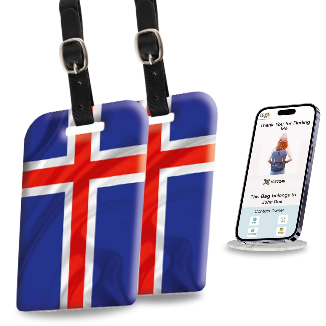 Iceland QR Bag Tag by tag8 for bag safety