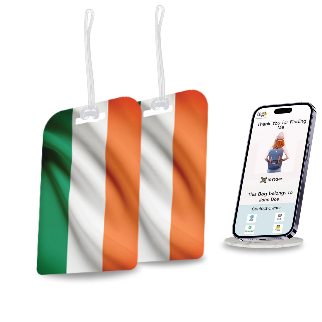 India QR Bag Tag by tag8 for luggage tracking