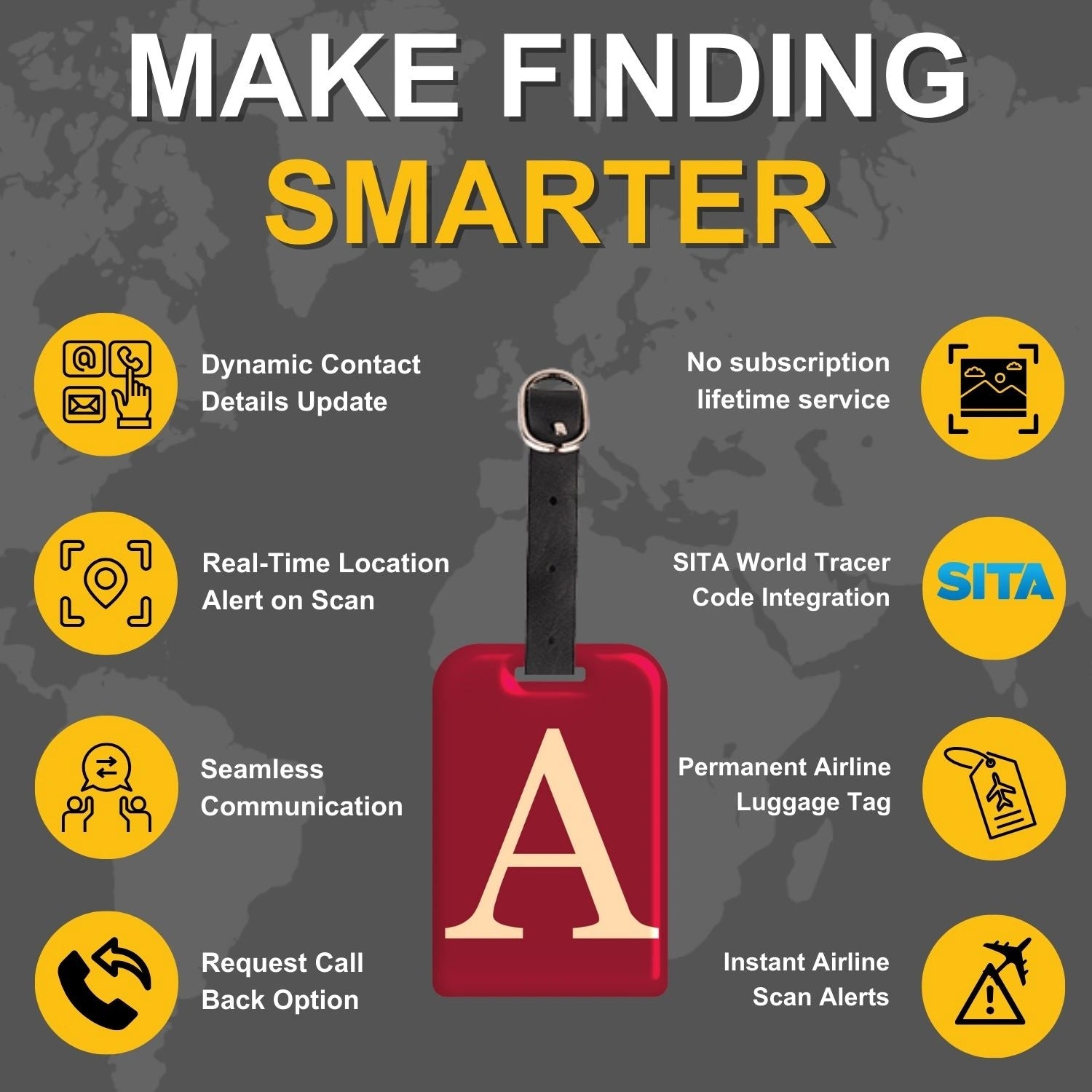 QR tag for bag with initial A