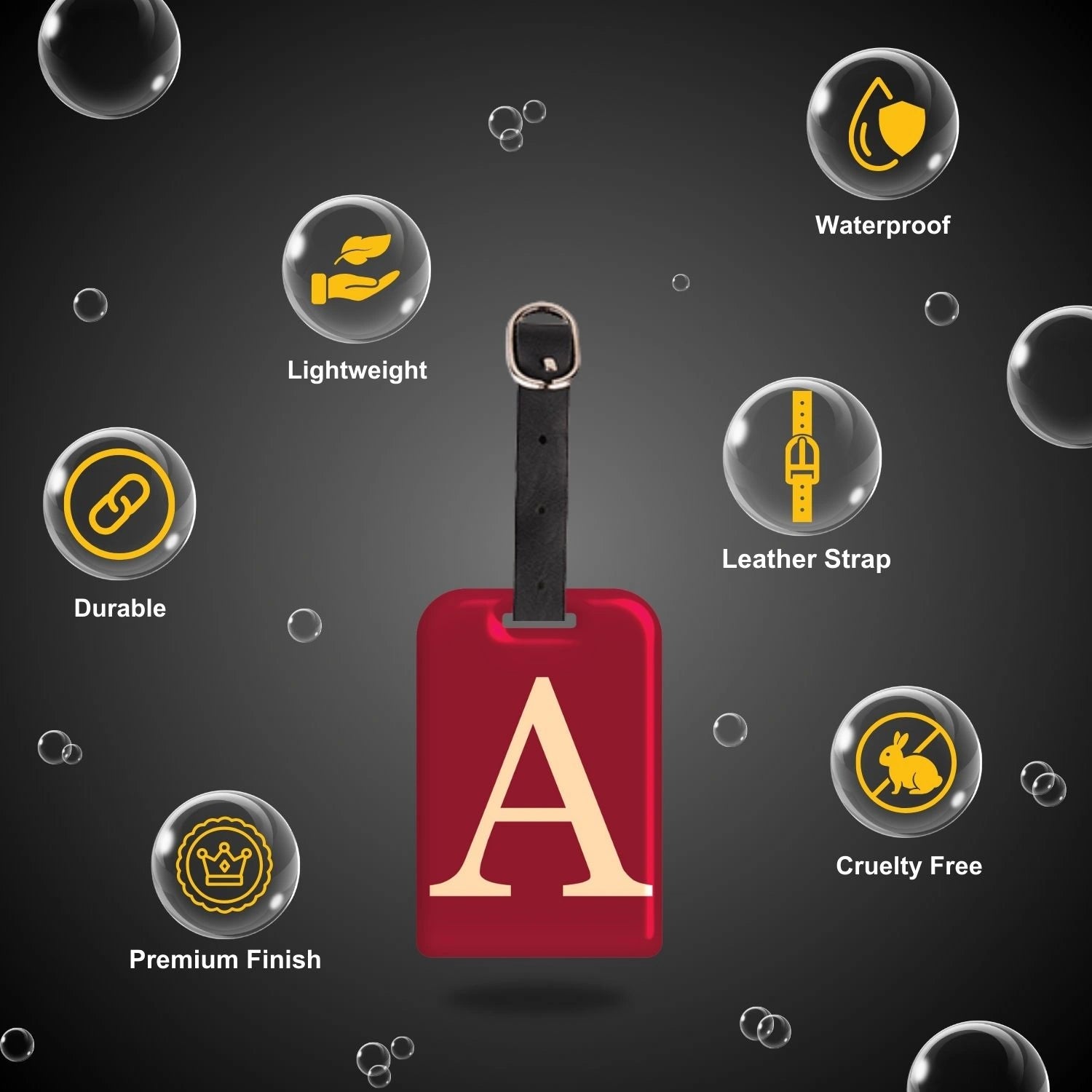 QR tag for bag with initial A