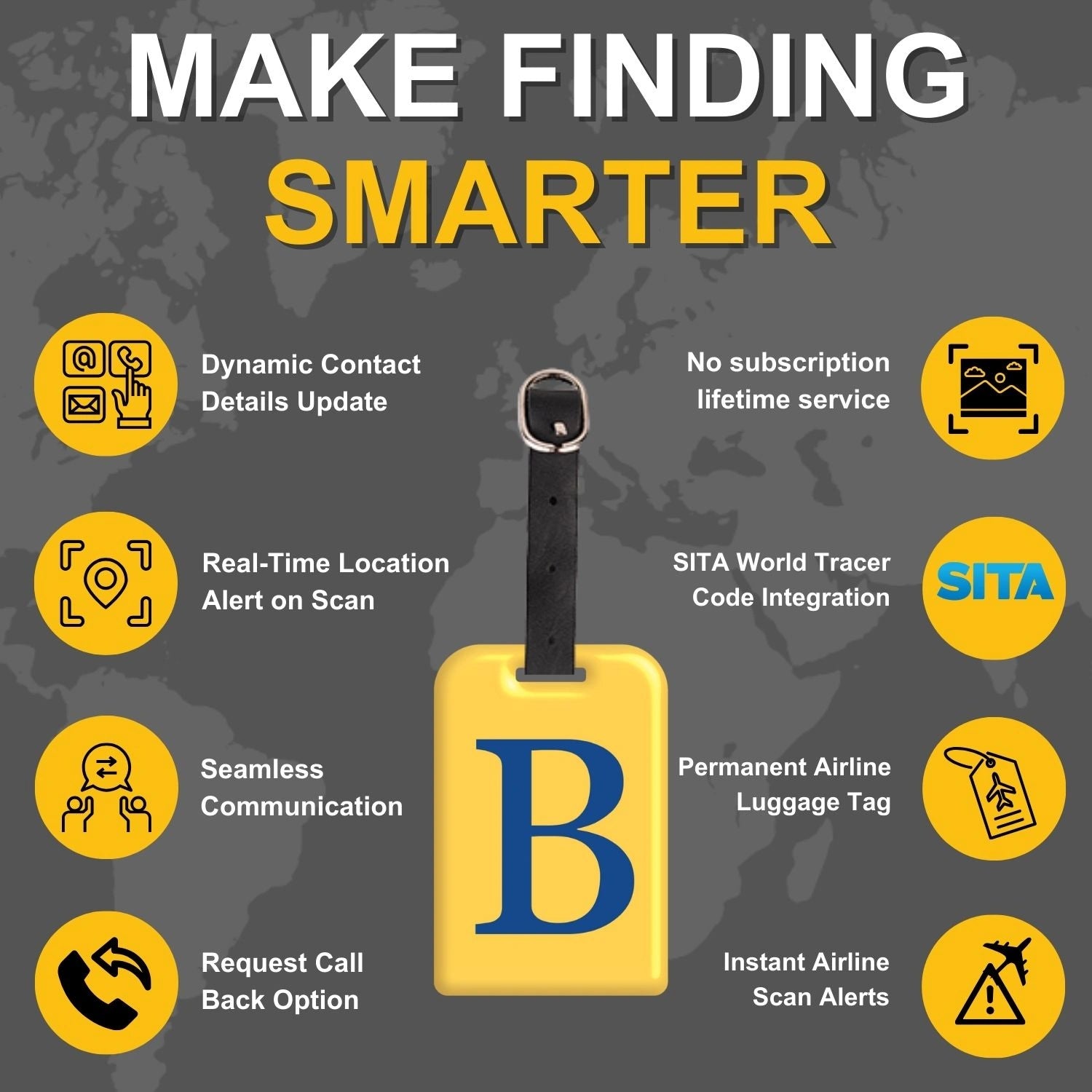 QR tag for bag with initial B