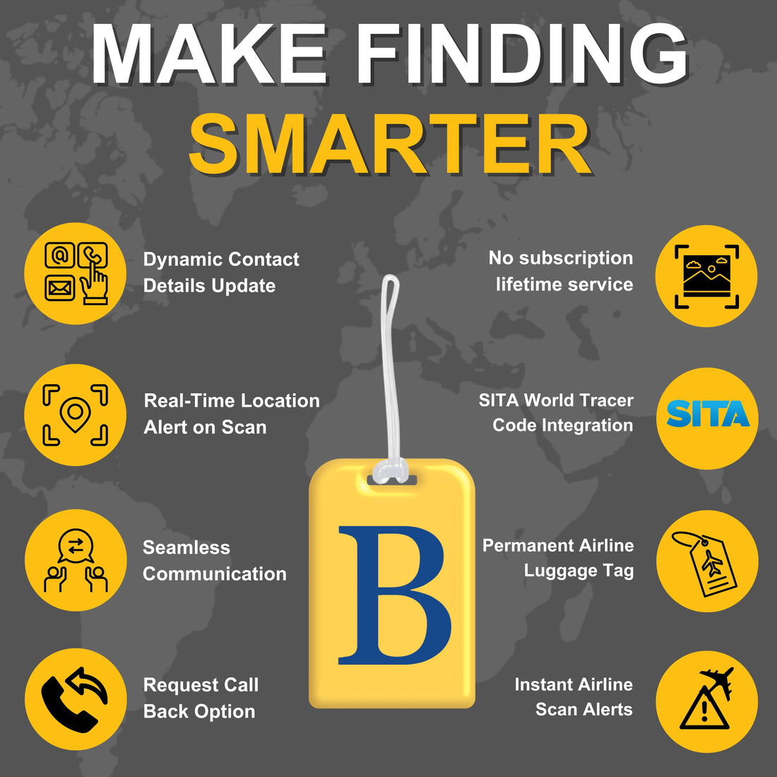 QR tag for bag with initial B