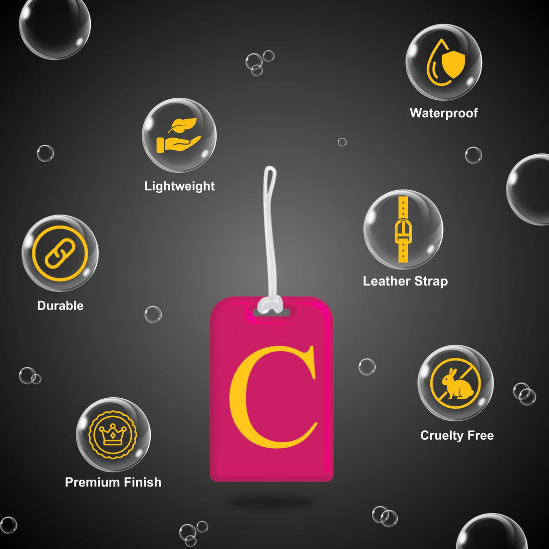 QR tag for bag with initial C