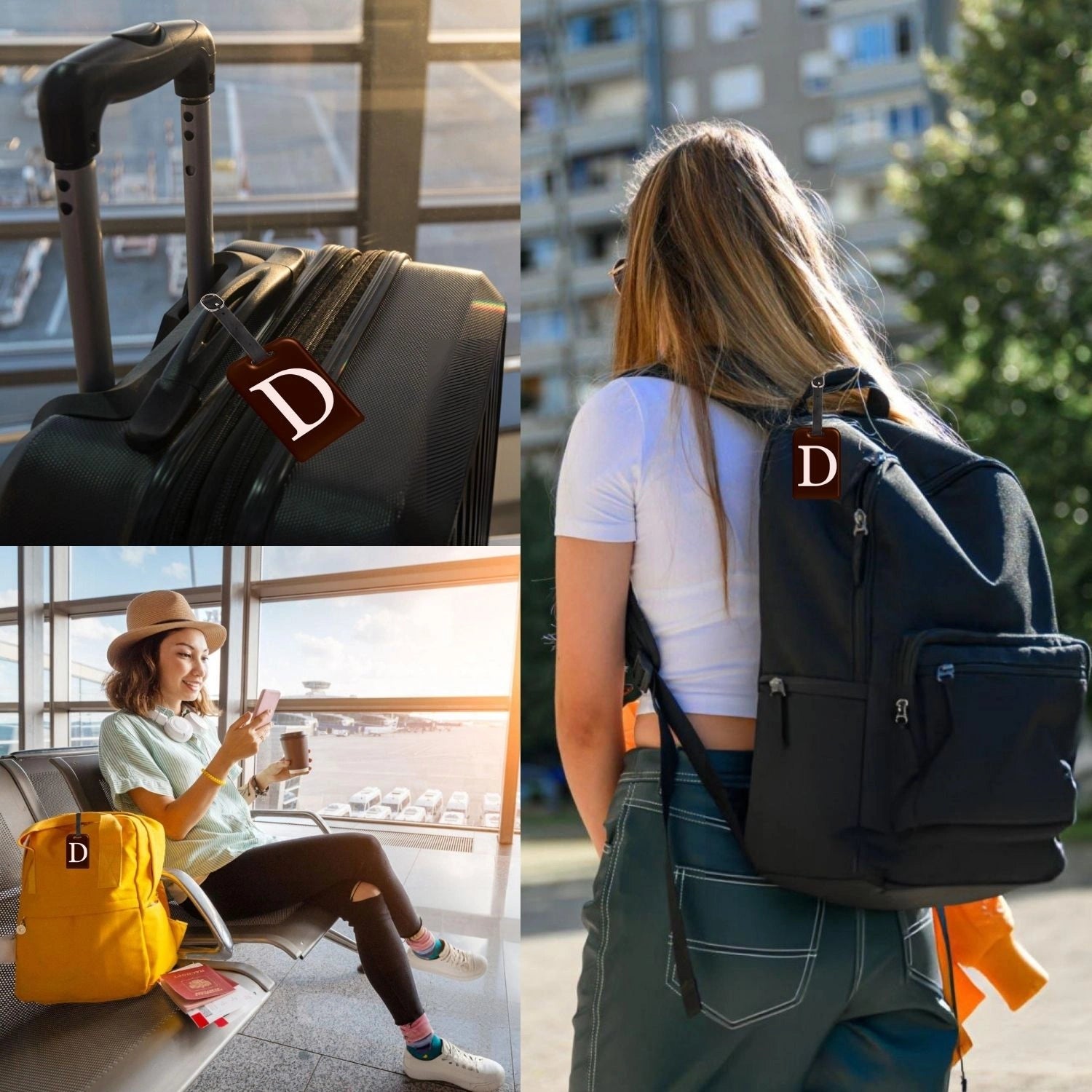 QR tag for bag with initial D