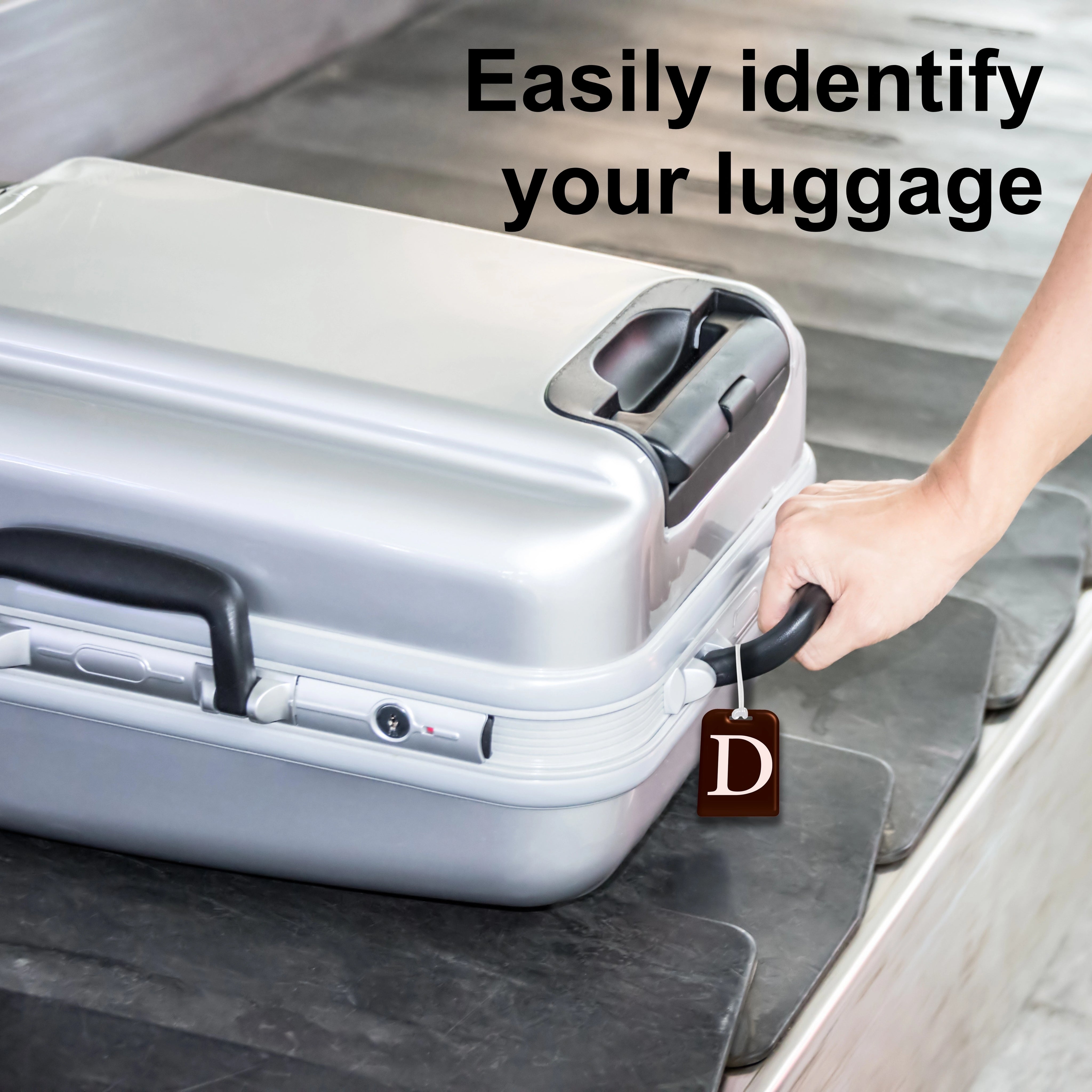 QR tag for bag with initial D