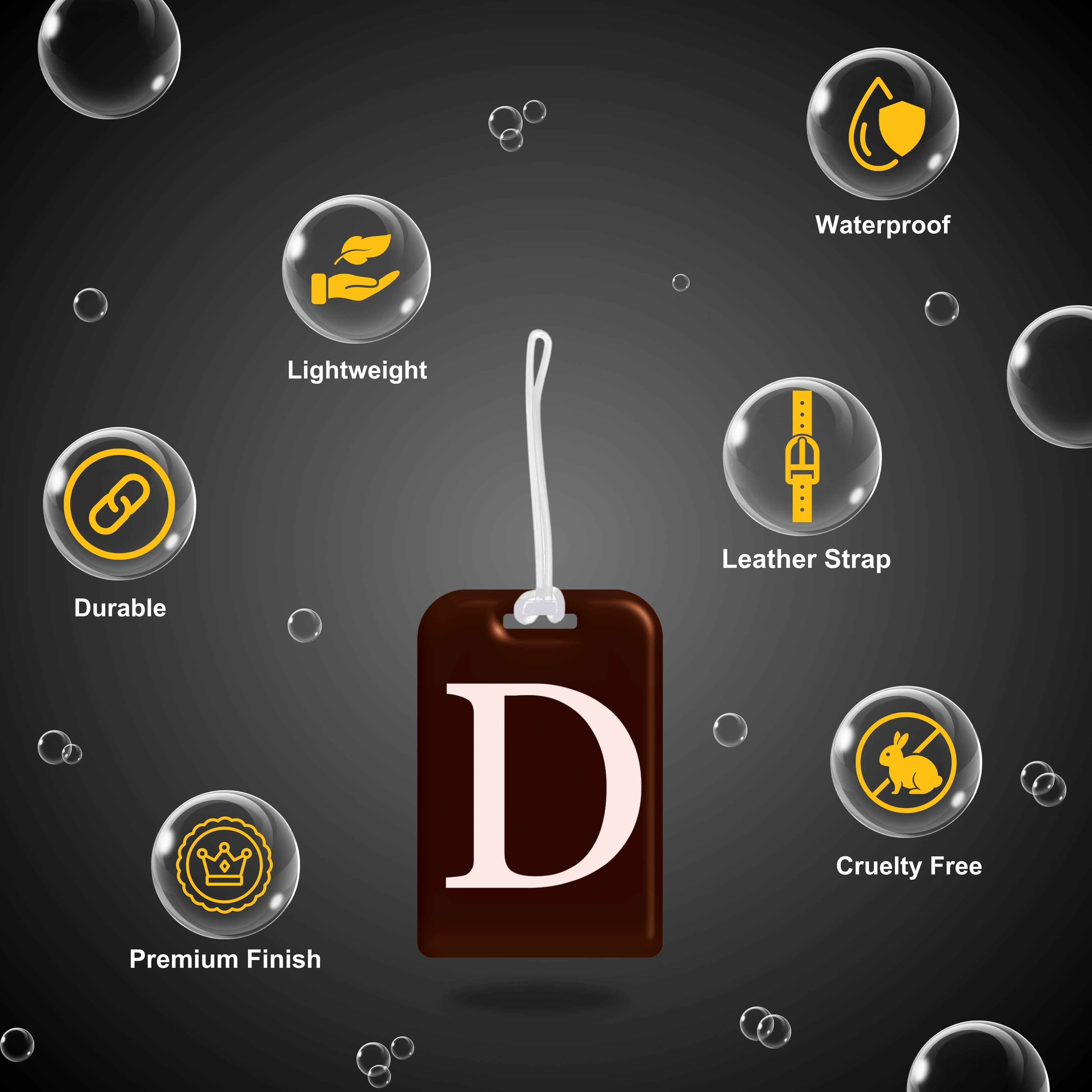 QR tag for bag with initial D