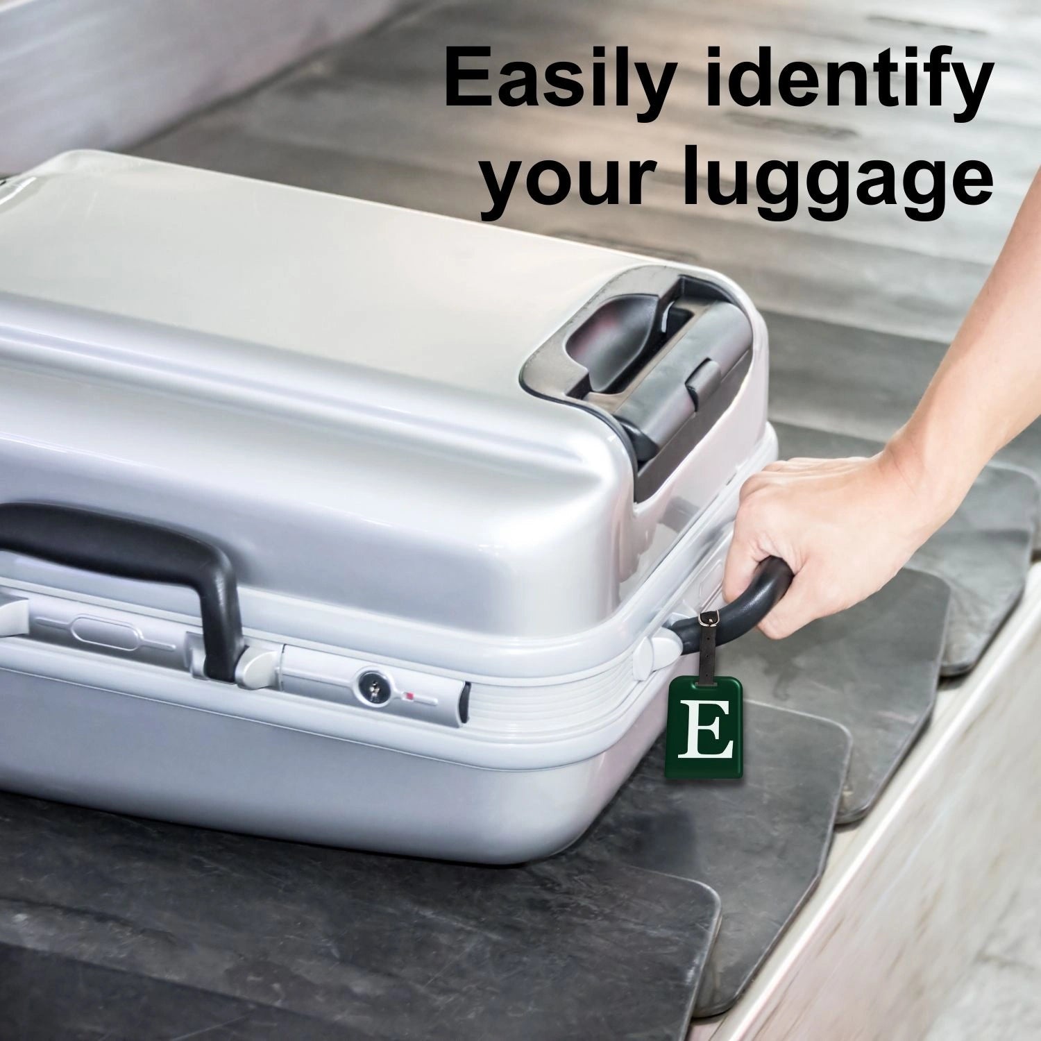 QR tag for bag with initial E