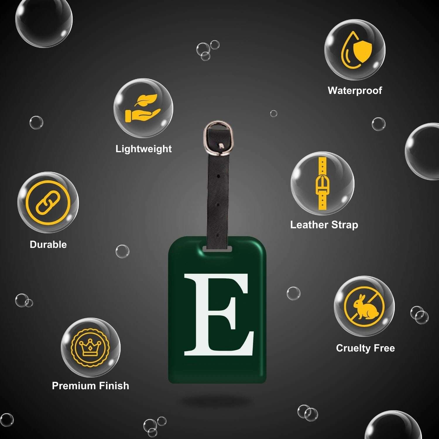 QR tag for bag with initial E