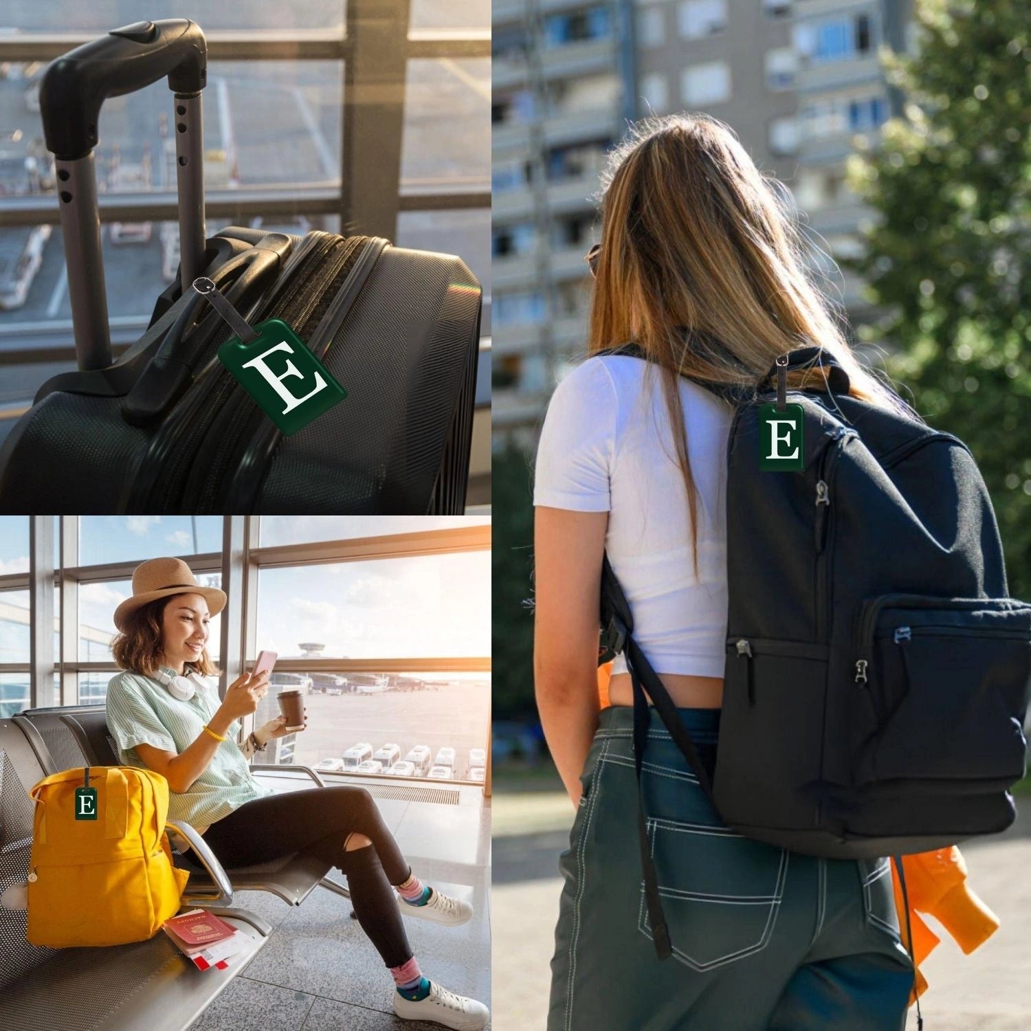 QR tag for bag with initial E