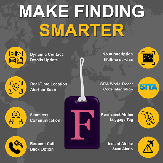 QR tag for bag with initial F