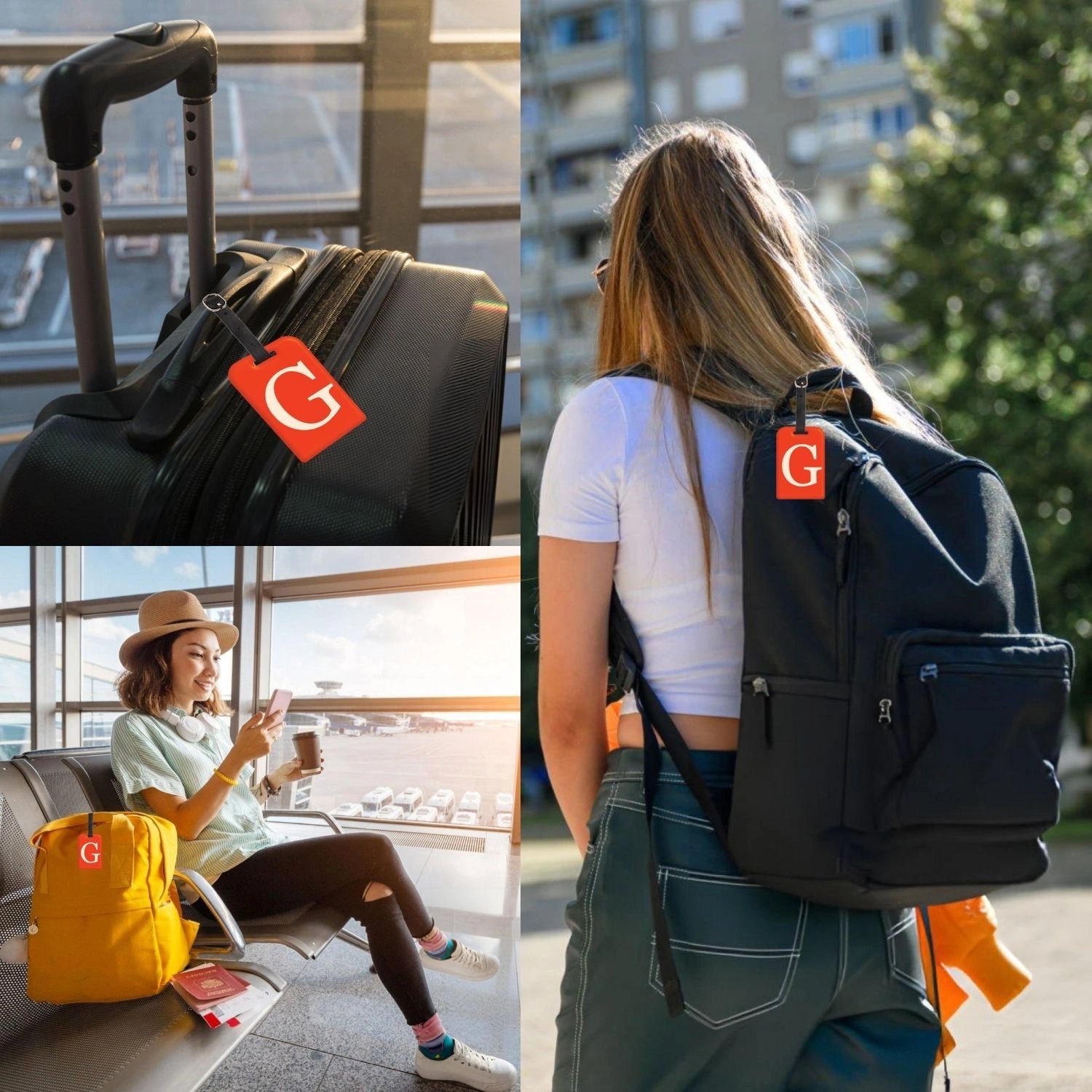 QR tag for bag with initial G