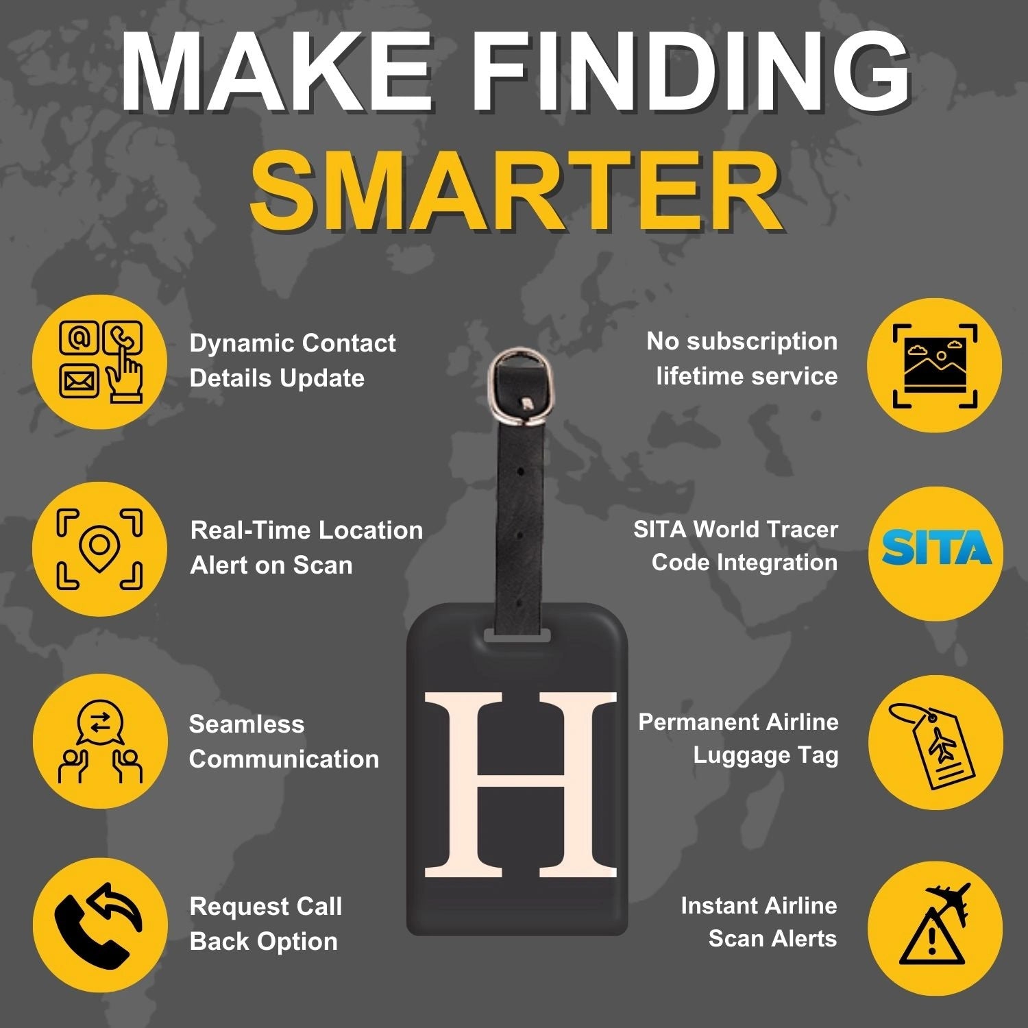 QR tag for bag with initial H