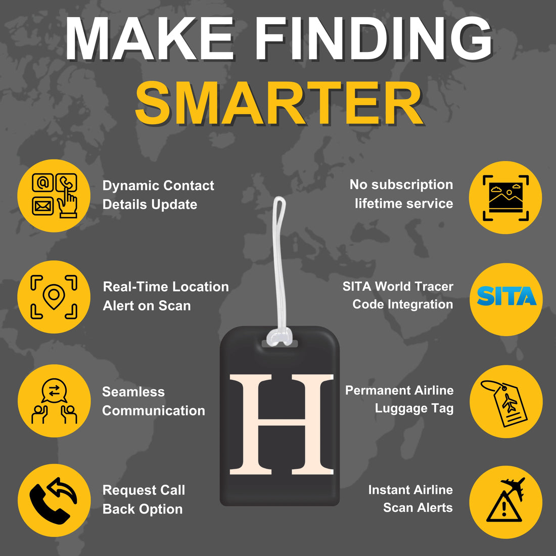 QR tag for bag with initial H