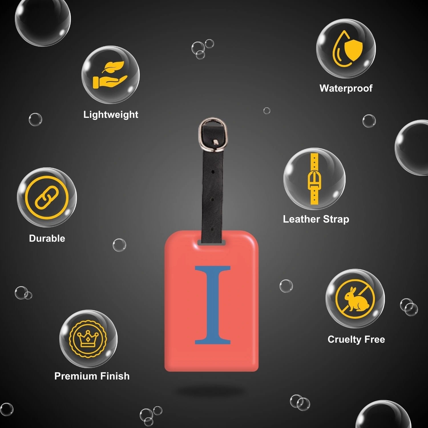 QR tag for bag with initial I