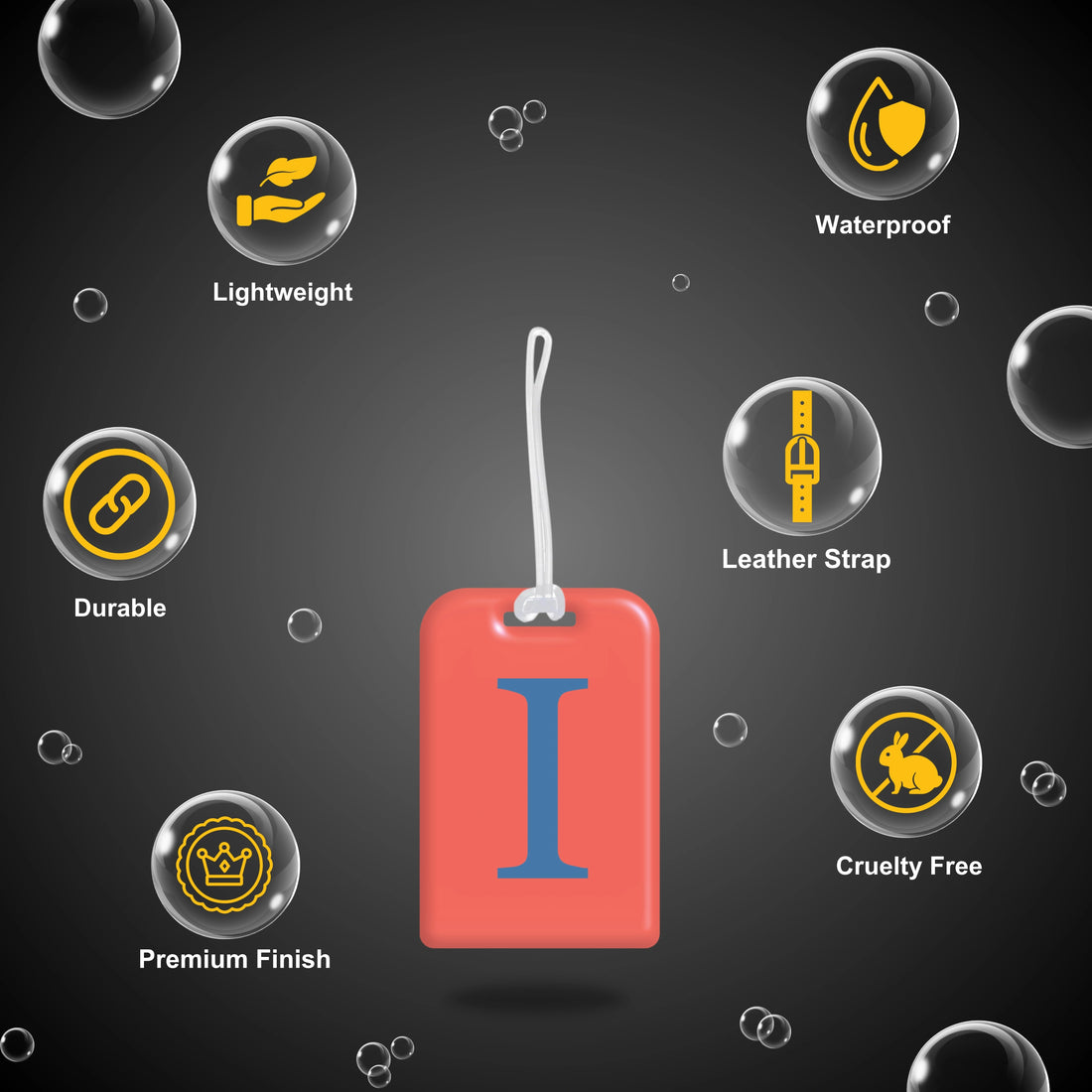 QR tag for bag with initial I