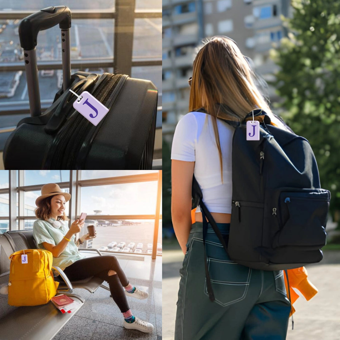 QR tag for bag with initial J