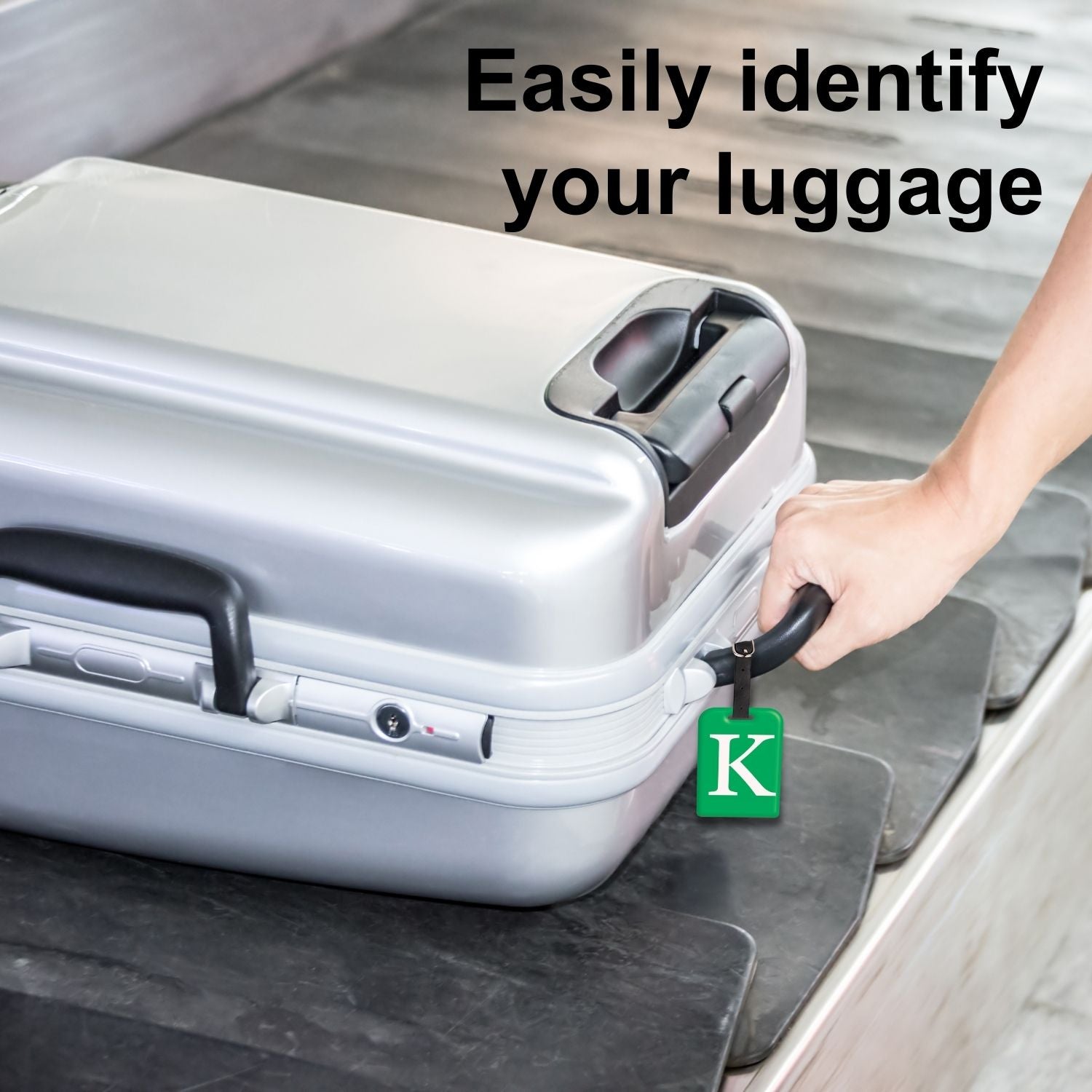 QR tag for bag with initial K