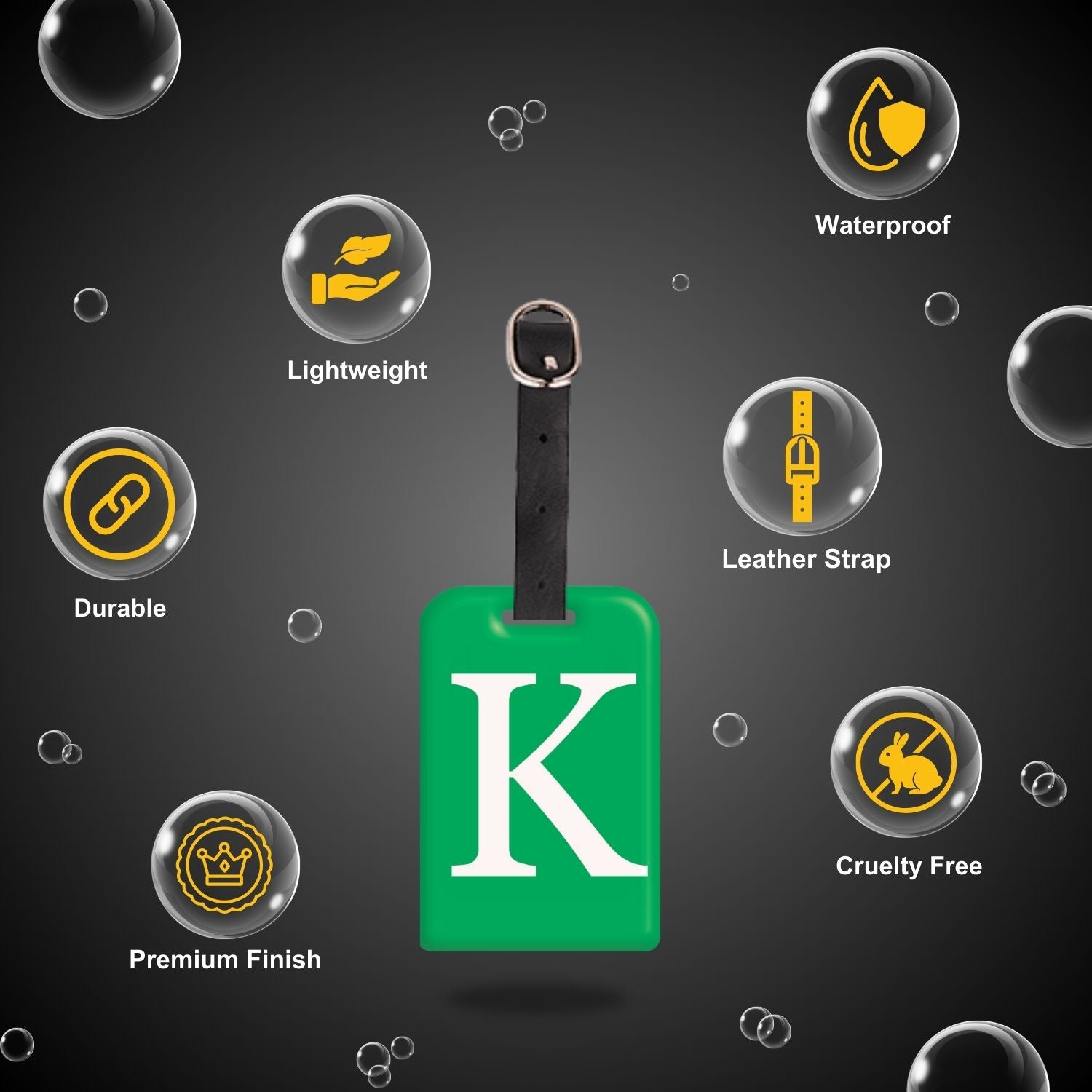 QR tag for bag with initial K