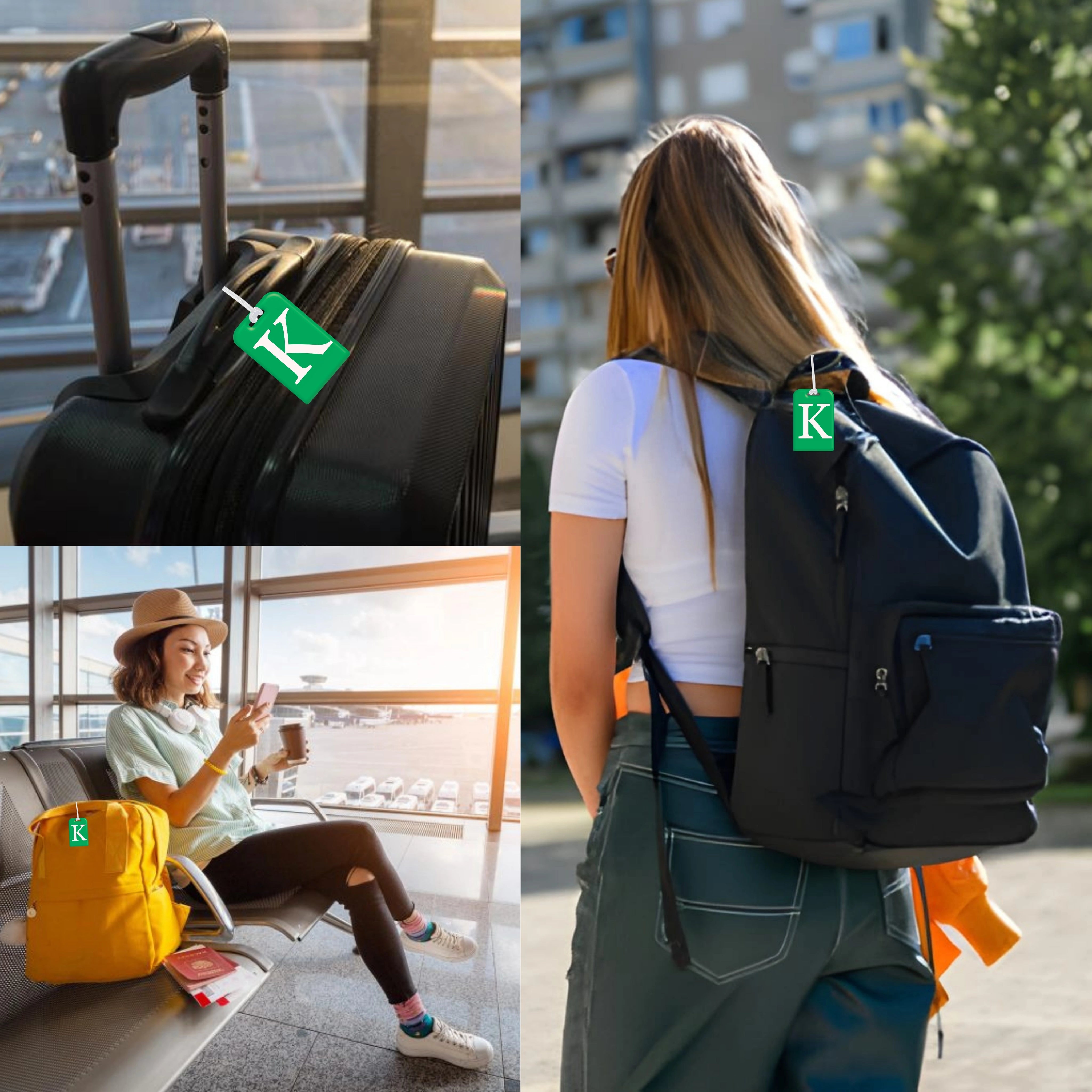 QR tag for bag with initial K