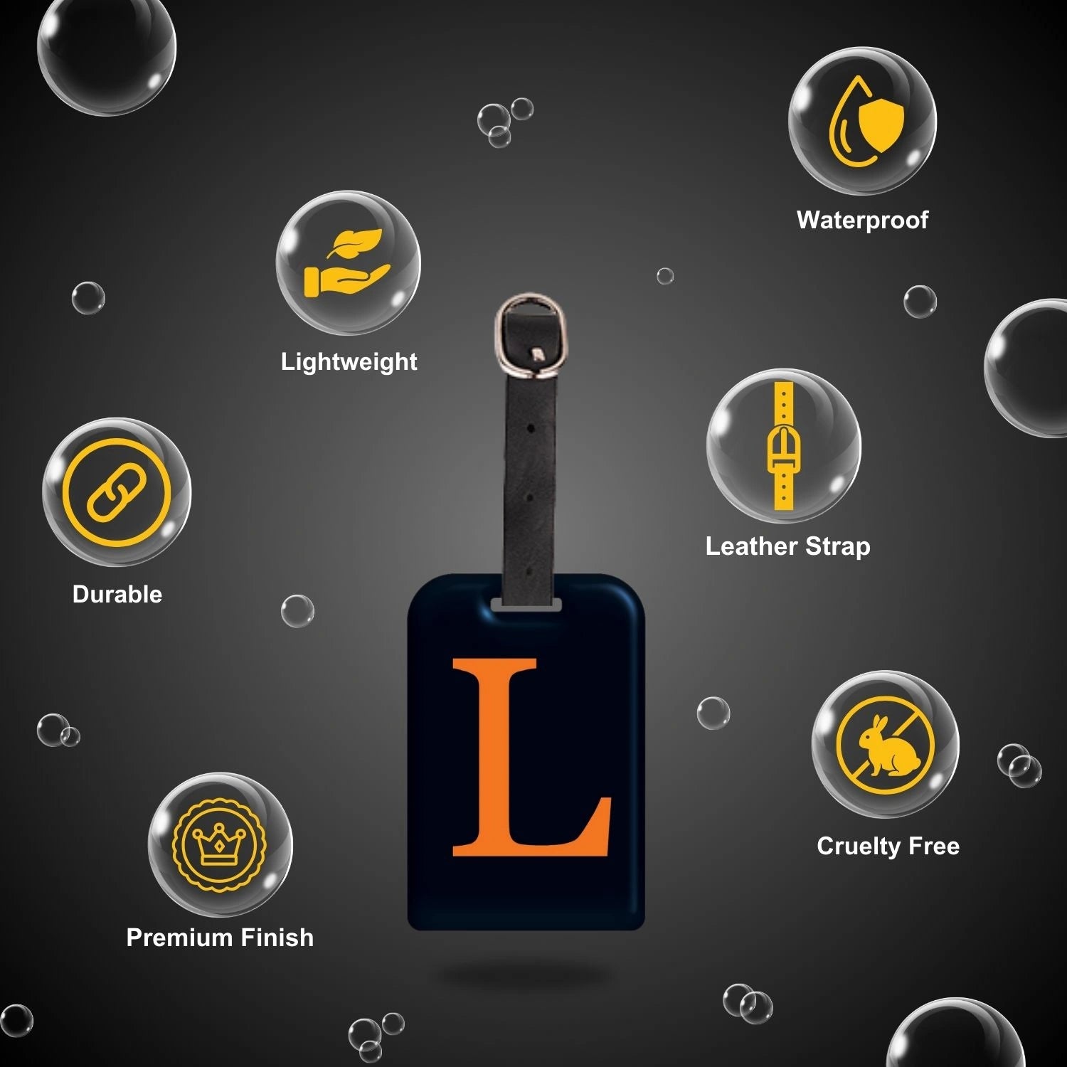QR tag for bag with initial L