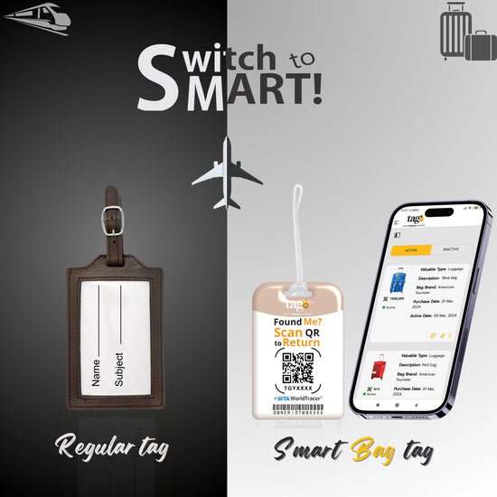 QR tag for bag with initial M