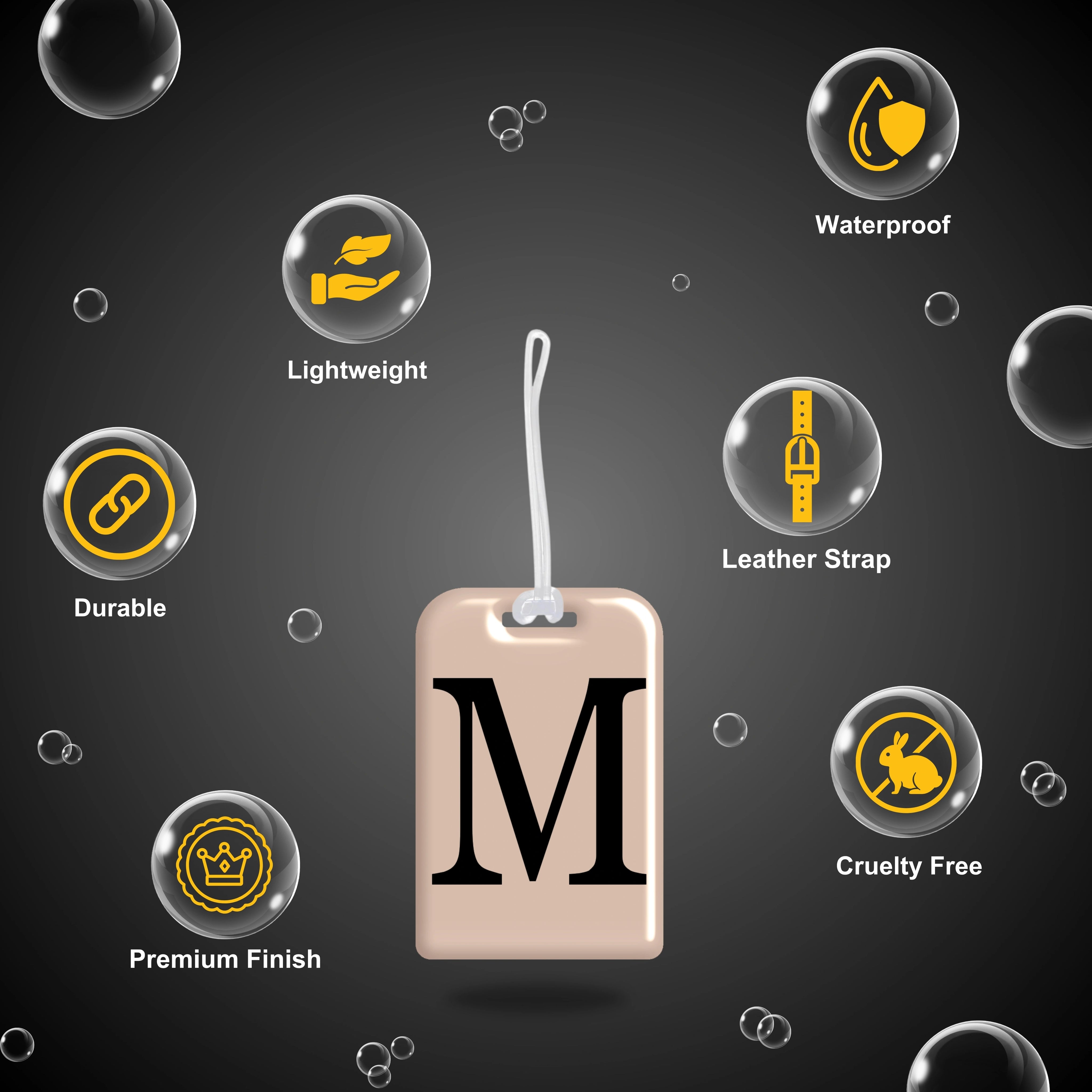 QR tag for bag with initial M