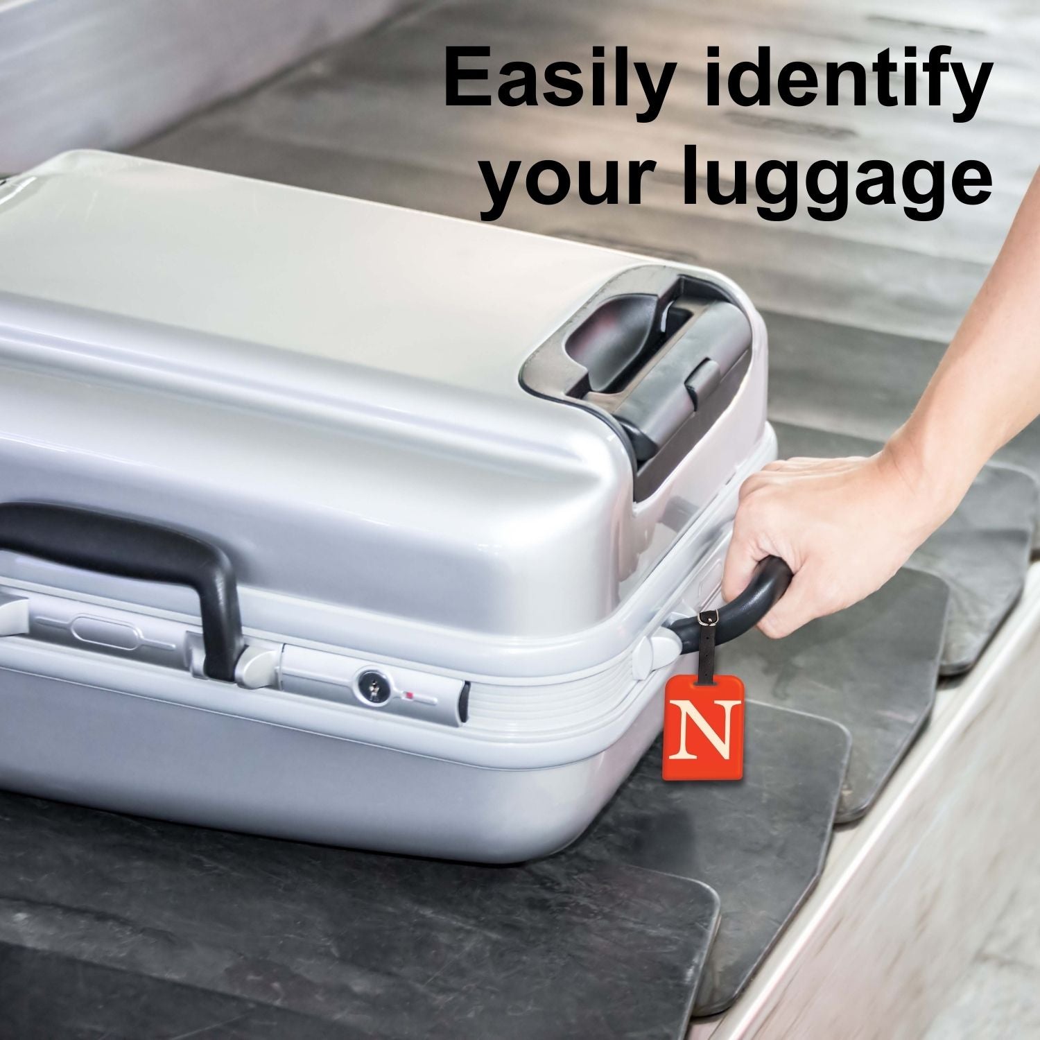 QR tag for bag with initial N
