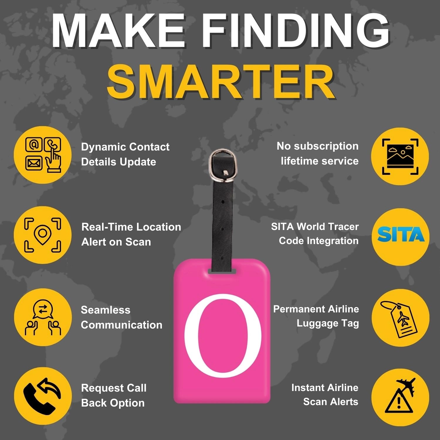 QR tag for bag with initial O
