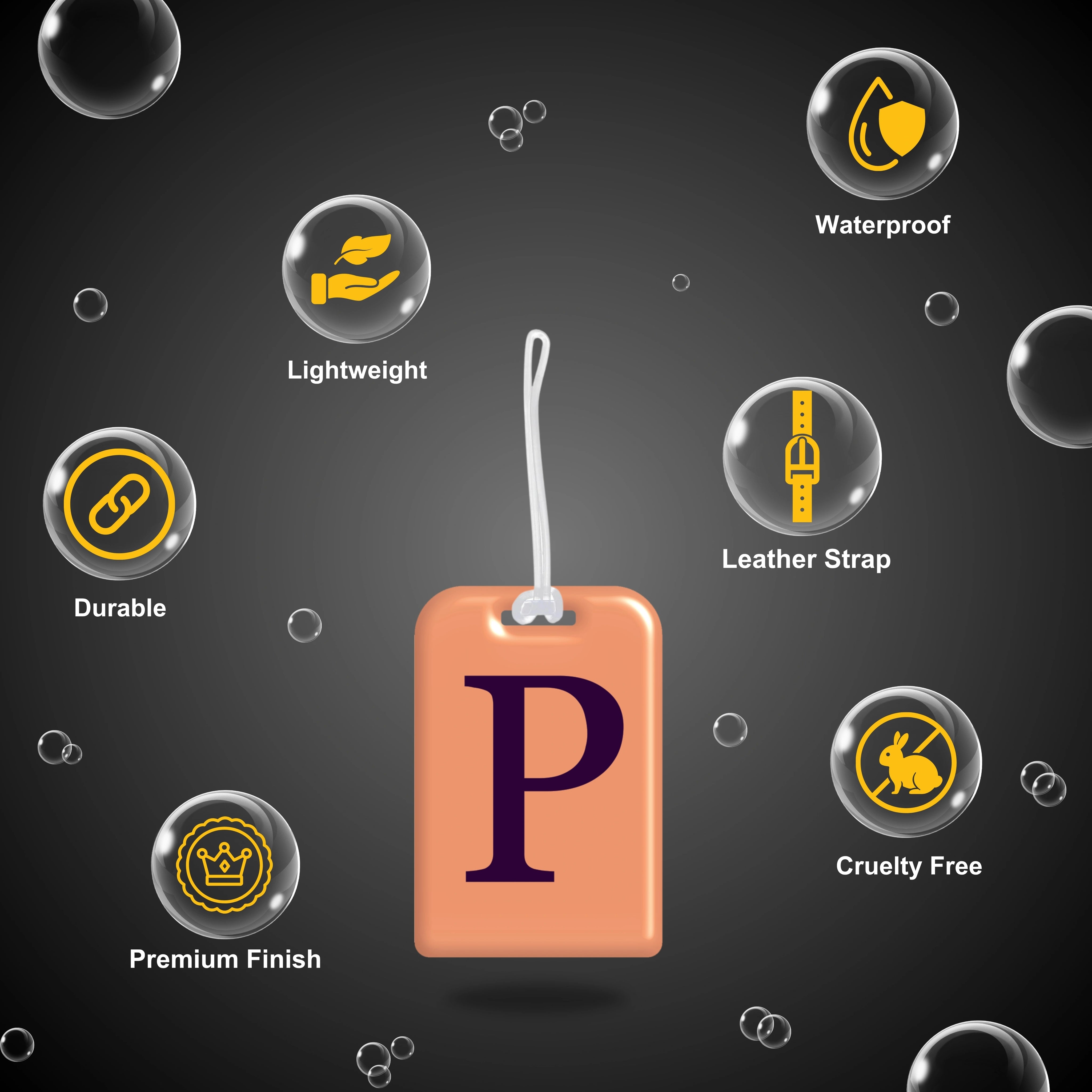 QR tag for bag with initial P