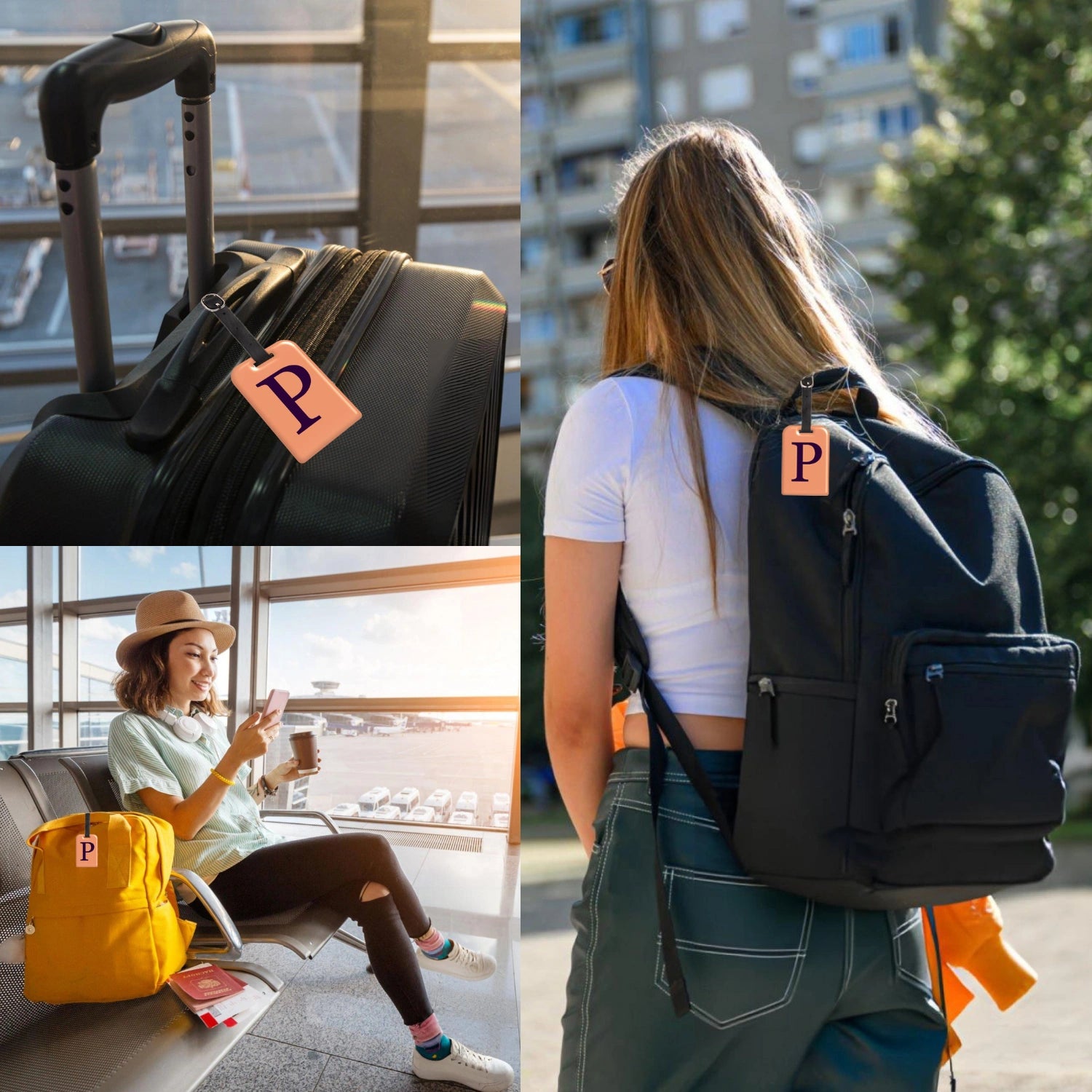 QR tag for bag with initial P