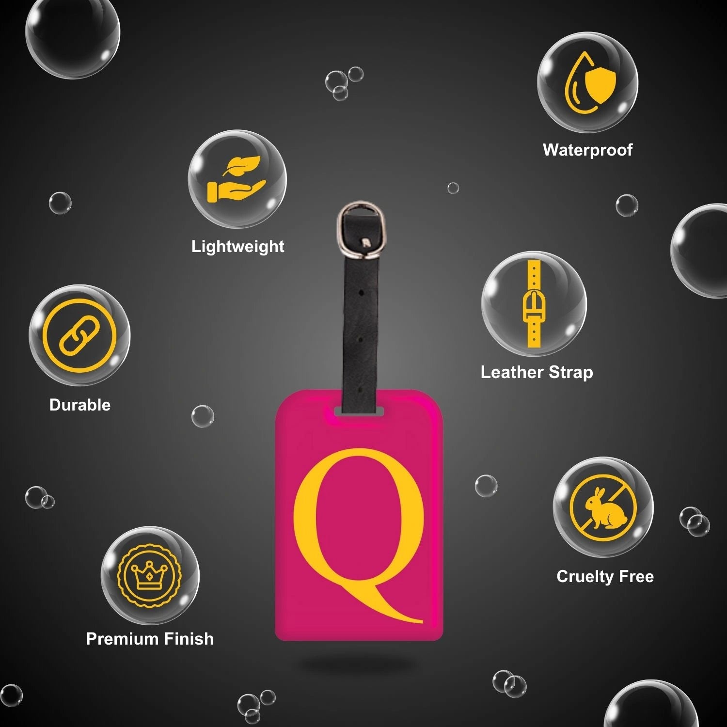 QR tag for bag with initial Q